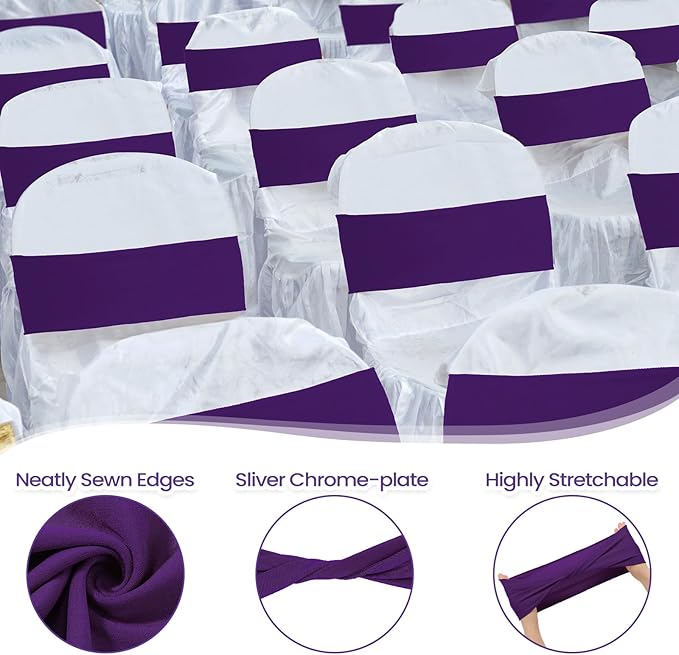 Kinlop 50 Pcs Spandex Chair Sashes Bows Chair Bands Slider Sashes - Image 3