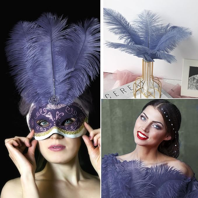 NEWONG 30pcs Blue Purple Ostrich Feathers Natural Bulk 11-14inch Vase Craft - Image 3