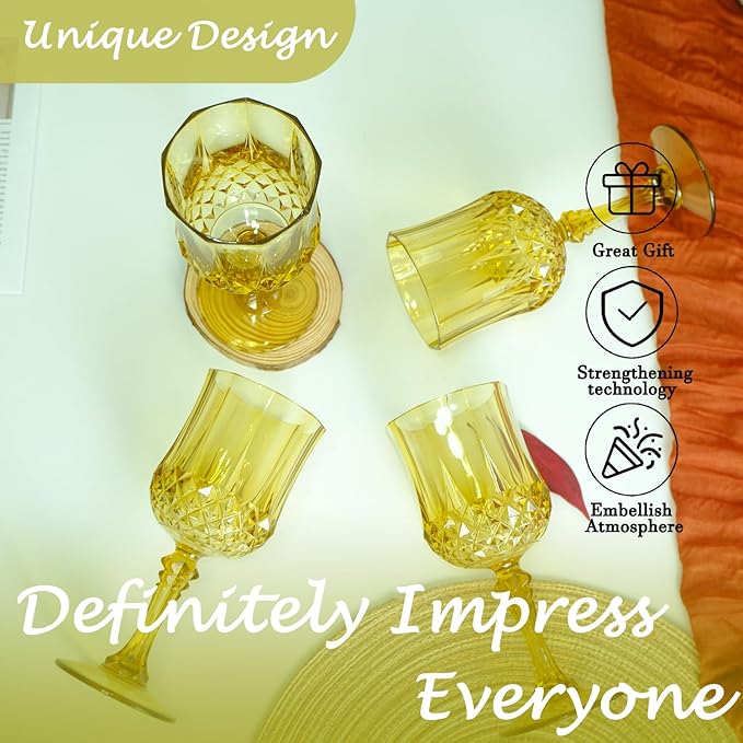 Plastic Wine Glasses，Plastic Goblets Vintage Style Cordial Drinking Glasses - Image 5