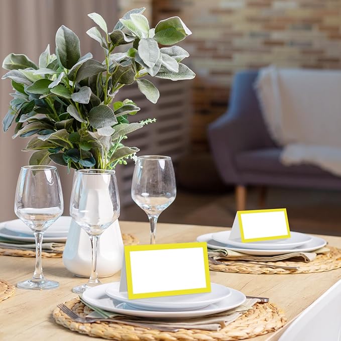25 Pack Yellow Border Place Cards, Editable Name Cards - Image 5
