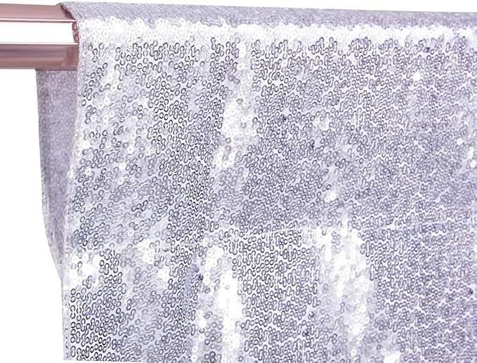 Poise3EHome 7Ft x 7Ft Silver Sequin Backdrop, Glitter Thick Satin Sequin - Image 9