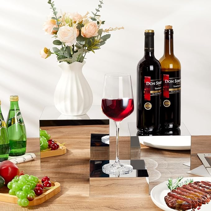 3 Pcs Acrylic Risers for Display, Acrylic Cube Box Food Display Risers Stand - Image 4