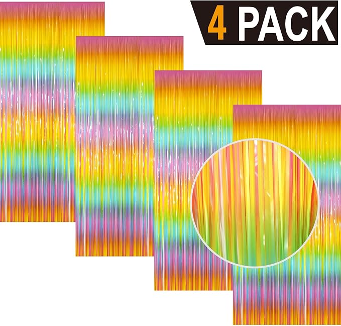 GOER 3.2 ft x 8.2 ft Metallic Tinsel Foil Fringe Curtains Party Photo Backdrop - Image 2