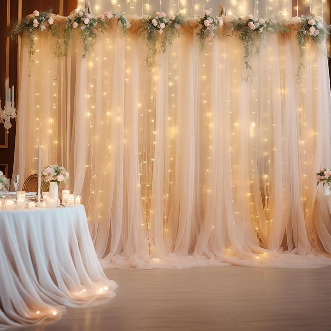 20×10ft Champagne Tulle Backdrop Curtain - Image 7