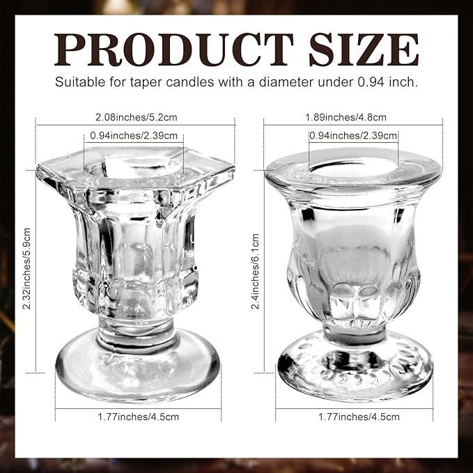 36 Pcs Candlestick Holders 2 Style Taper Candle Holders Bulk Small Glass Candle - Image 2