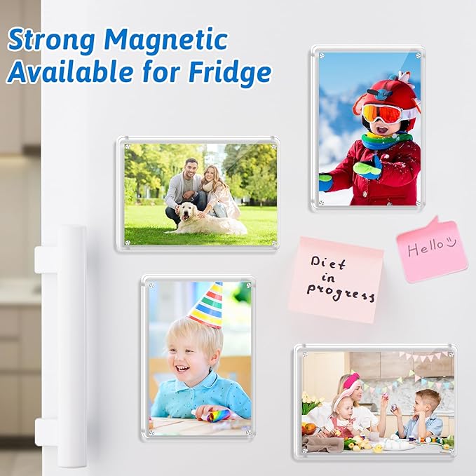6 Pack Magnetic Picture Frames for Refrigerator 4x6, Acrylic Fridge Magnet Frame - Image 7