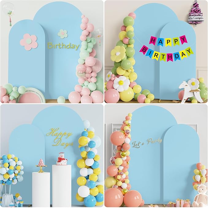 Fomcet Wedding Arch Cover 7.2FT, 6FT Dusty Blue Spandex Fitted Fabric Arch - Image 5