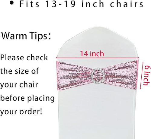 10 Pcs Chair Sashes Sequin Stretch Chair Bands Spandex Polyester Bows - Image 2