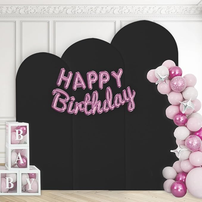 WEERRW Black Arch Backdrop Cover Ballon Arch Stand Covers Set of 3 Spandex by WEERRW