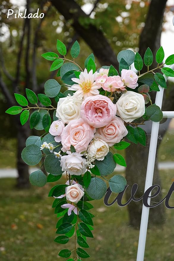 Faux Flower Swag Set of 2 for Wedding Welcome Signs Floral Swag Wedding - Image 6