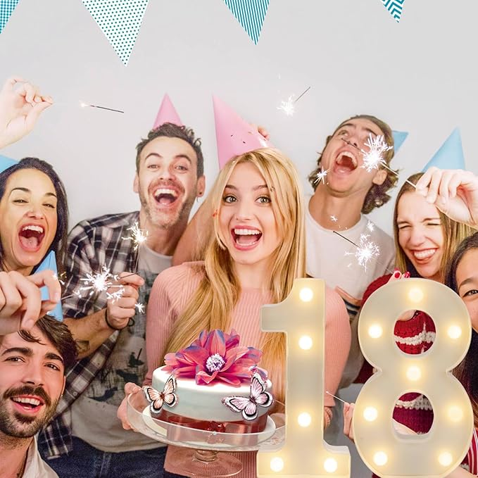 Decorative Led Light Up Numbers, 18th Birthday Decorations, Warm White Led - Image 3