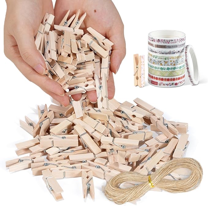 Mini Clothespins, Sopito 100 Pcs 1.4'' Strong Wooden Mini Clips by Sopito