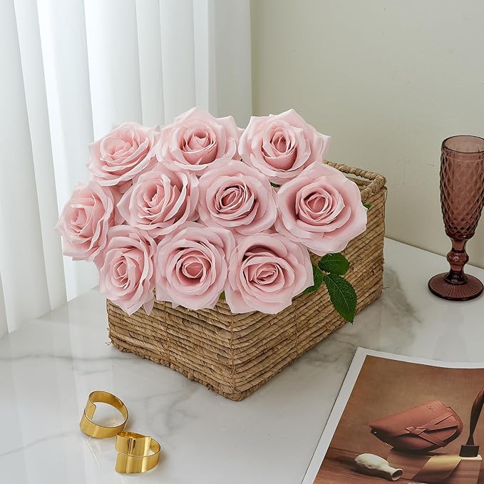 Artificial Rose 10pcs Open Flower Bouquet Faux Rose Stems - Image 3