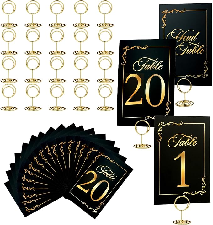 Black Gold Wedding Table Numbers 1-20 by SELANTAG