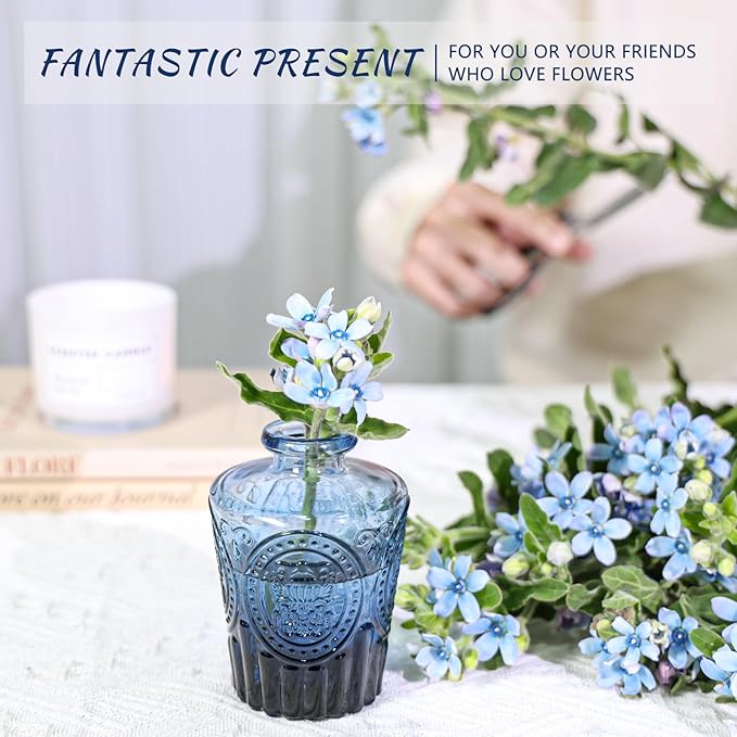 Glass Bud Vase Set of 12, Small Blue Flower Vases - Image 6