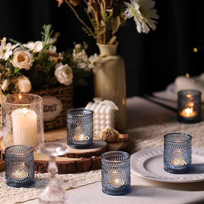 DARJEN Blue Votive Candle Holders Set of 36- Glass Candle Holders Bulk - Image 4