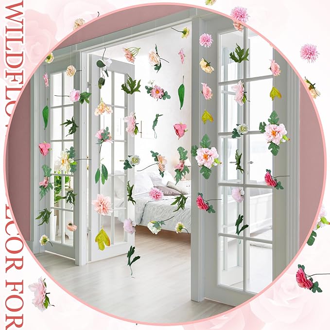 XunYee 6 Pcs 35.4 ft Flower Garlands Hanging Wildflower Backdrop Decoration - Image 4