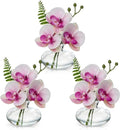 Pink Orchids Artificial Flowers Faux Orchids Arrangement in Clear Glass Vases by Oairse