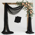 Wokceer Wedding Arch Draping 2 Panels 28.7" x 20FT Black Sheer Fabric Backdrop by Wokceer