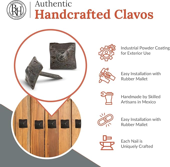 25 Pack 0.75" Square Head Iron Clavos Decorative Nails – Unfinished – Handmade - Image 2