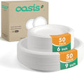 100-Pack Compostable Paper Plates Set – Includes 6" & 9" Heavy-Duty Sugarcane by Unknown