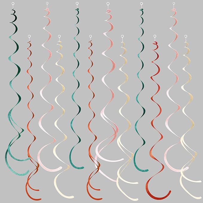 36 Pcs Boho Hanging Swirl Decorations Aqua Green Orange Pink Beige Felt Swirl by pinkblume