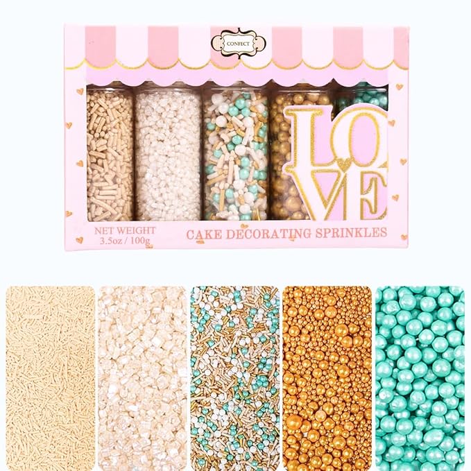 Confect Sprinkles- Fairytale Frozen Cake Decorating Sprinkles – Teal, Pearl by CONFECTTHECAKEDECORATINGCO