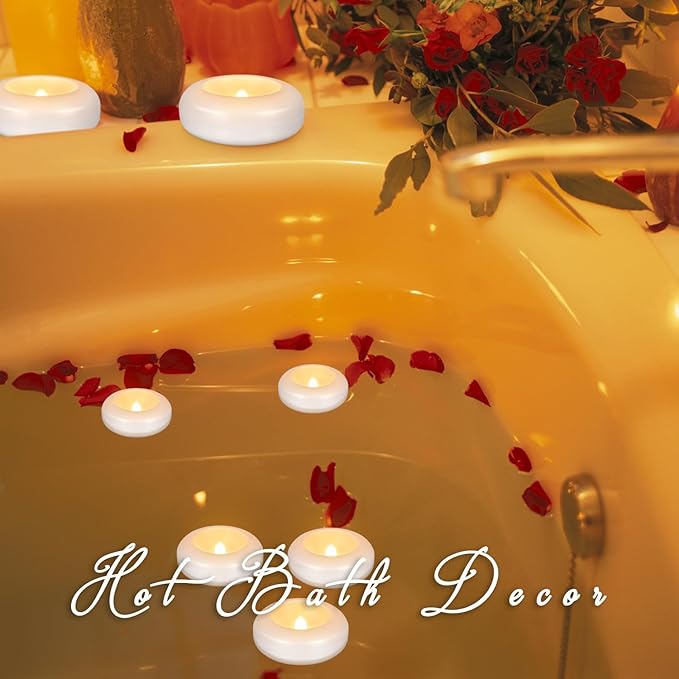 Set of 48 Waterproof Flameless Floating Tealights, 120+ Hour Warm White Battery - Image 7