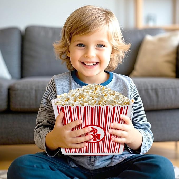 Hedume 6 Pack Popcorn Containers, Plastic Movie Theater Style Popcorn Container - Image 5