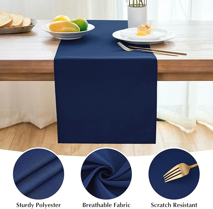 2 Pack Navy Blue Small Short Table Runner 12 x 48 Inch Solid Color Runners - Image 4