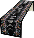 Boho Floral Moon Table Runner, Spring Flower Leaves Mystical Gothic Sun Moon by ShiTingYu