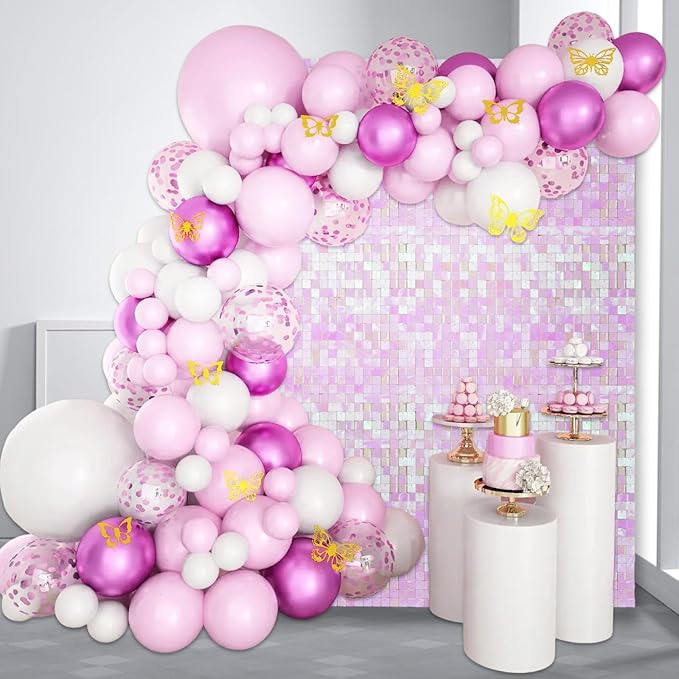 12PCS Colorful Light Pink Shimmer Wall Backdrop, Square Sequin Photo Backdrops - Image 6