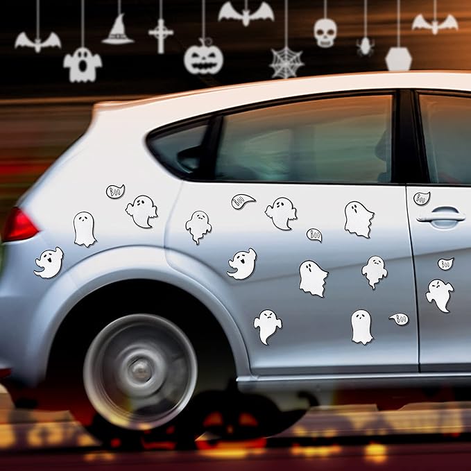 Chinco 18 Pcs Halloween Ghost Car Magnets Reflective Ghost Boo Refrigerator - Image 3