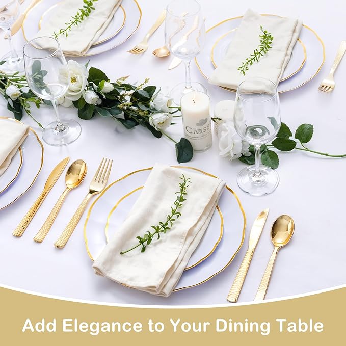 Supernal 180 pieces Gold Plastic Silverware, Disposable Plastic Utensils Heavy - Image 5