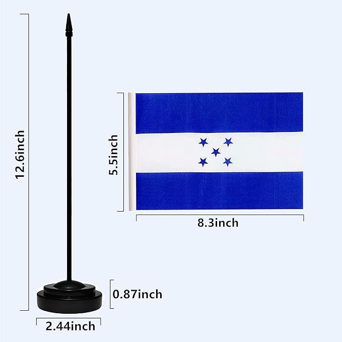 Honduras Honduran Deluxe Desk Flag Set Small Mini Miniature Honduras Honduran - Image 3