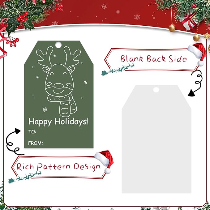 100PCS Christmas Gift Tags 10 Styles Merry Christmas Gift Tags - Image 7