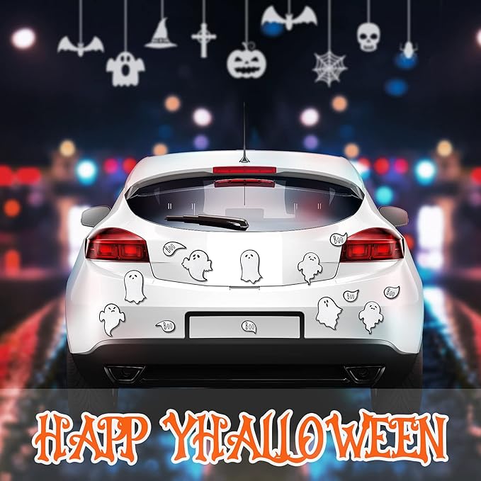 Chinco 18 Pcs Halloween Ghost Car Magnets Reflective Ghost Boo Refrigerator - Image 8