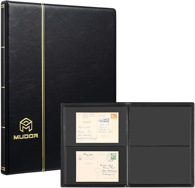 MUDOR Stamp Collecting Album, 2 Rows Pockets Stockbook by MUDOR