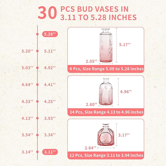 Glass Bud Vases in Bulk Set of 30 Pcs, Small Glass Vases - Image 7