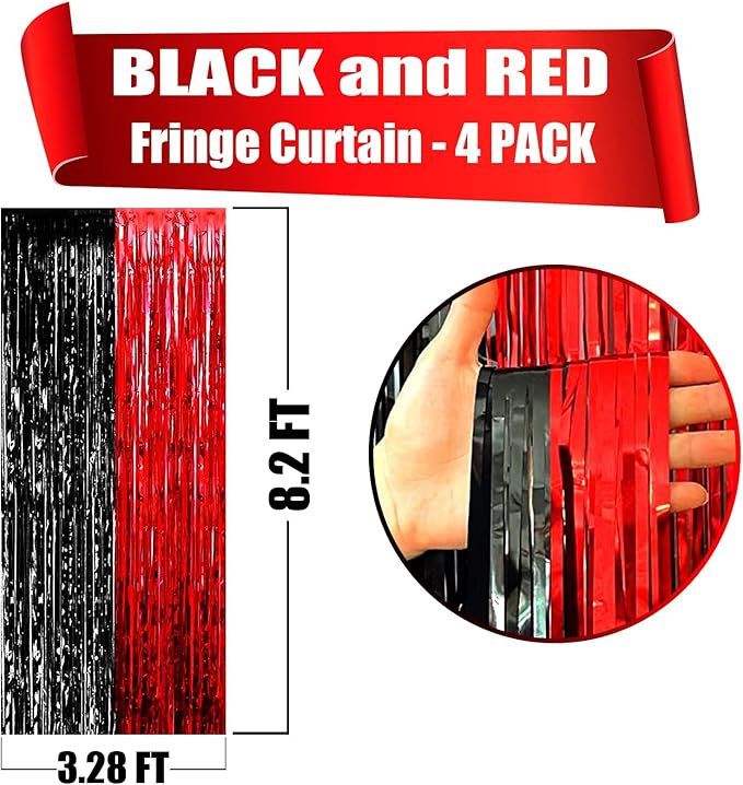 4 Pack Foil Fringe Curtain Backdrop, 3.28Ft x 8.2Ft Metallic Tinsel Foil Fringe - Image 2