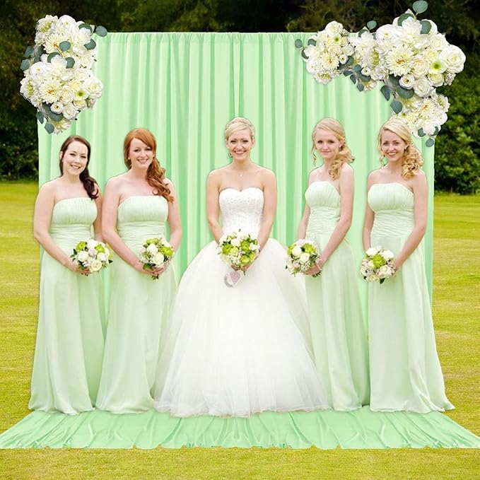 2 Panels Light Green Backdrop Curtain, 10 x 7 Feet Background Curtains - Image 4
