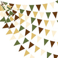 32Ft Woodland Party Decorations Olive Green Tan Brown Cream Neutral Triangle by pinkblume