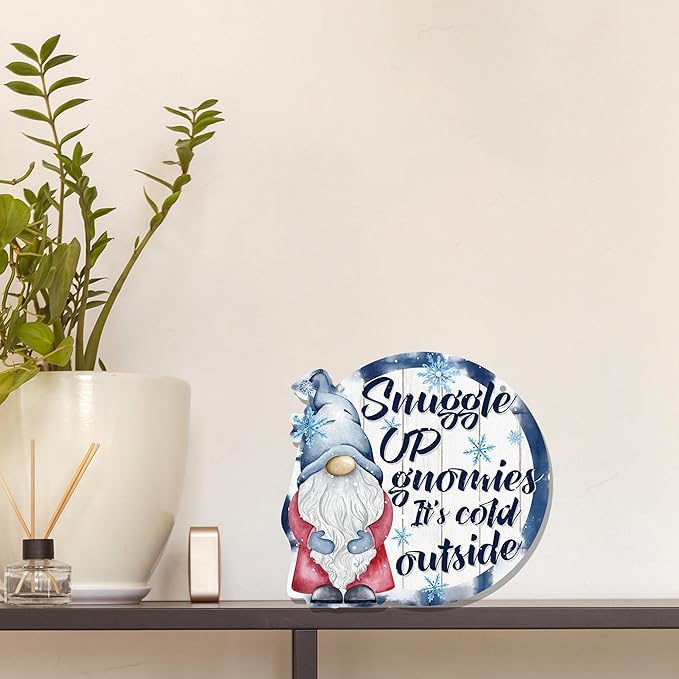 CGBHW Winter Snowflake Snowman Gnome Wooden Sign, Winter Wreath Christmas - Image 4
