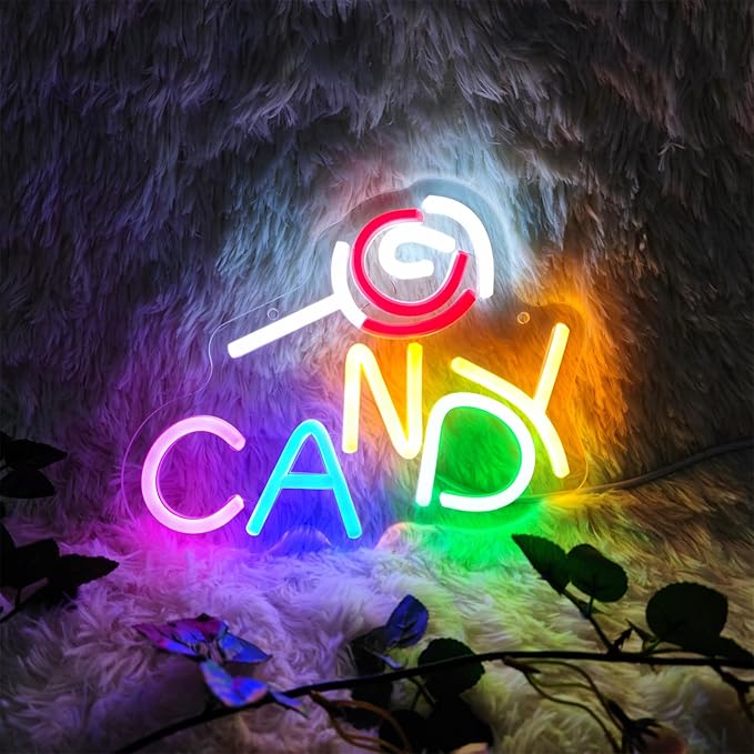 Candy Neon Sign Candy Bar Signs Candy Shop Neon Candy Sign Cherry Neon Sign - Image 7