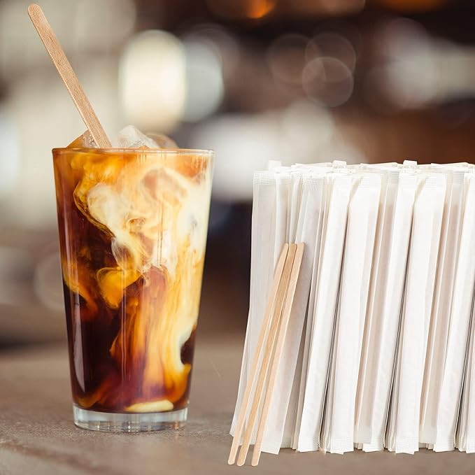 1000 Pcs Coffee Stirrers 5.5 Inch Wood Coffee Stir Sticks Individually Wrapped - Image 3