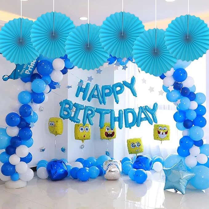 BARTHEW Blue Hanging Paper Fans, Party Decorations - Image 5