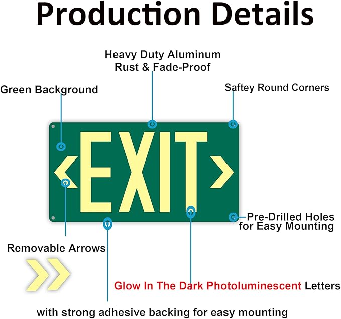 2Pack Photoluminescent Exit Sign Green - Image 3