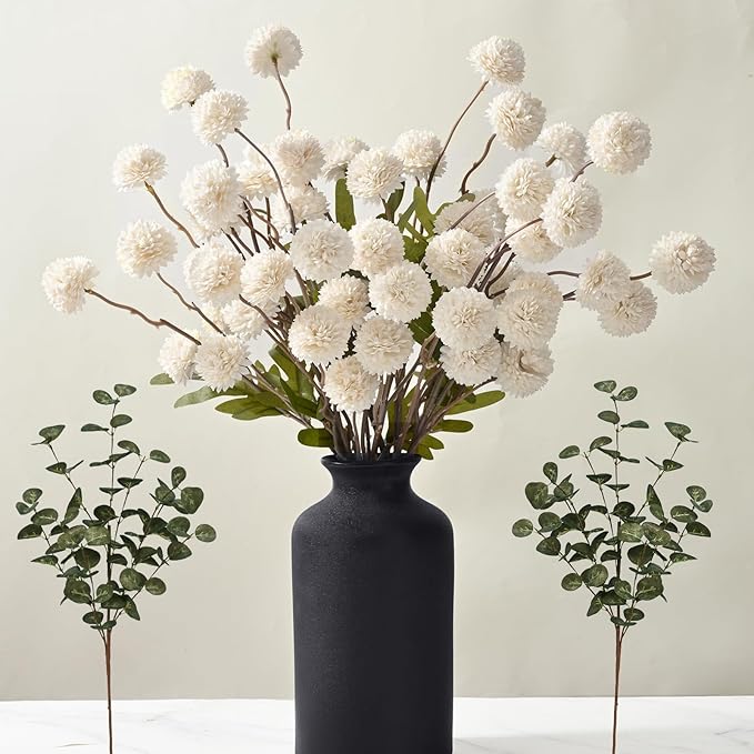 Waipfaru 10pcs Fake Silk Pompon Mum Artificial Flowers, Bulk Faux Mini by Waipfaru
