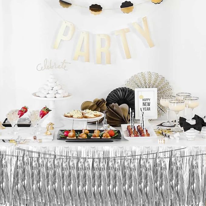 8P Silver Foil Fringe Metallic Tassel Streamers Banner Tassel Garland - Image 6