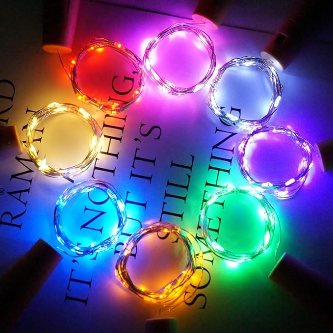 Wine Bottle Lights with Cork Switch, 15 LED 8 Pack Battery Operated Mini Fairy - Image 2